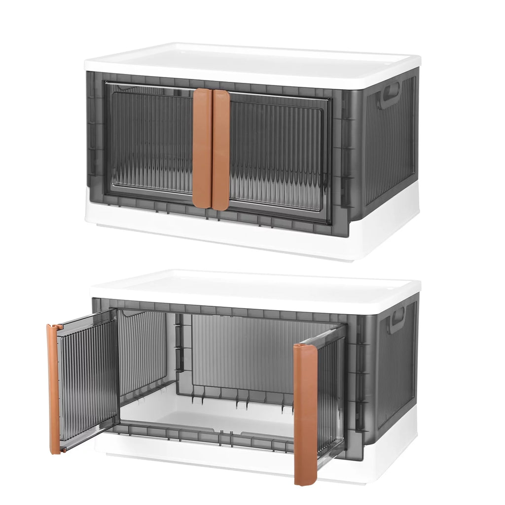 Foldable 2Pcs 32L Plastic Storage Bins with Lid and Wheels I748407