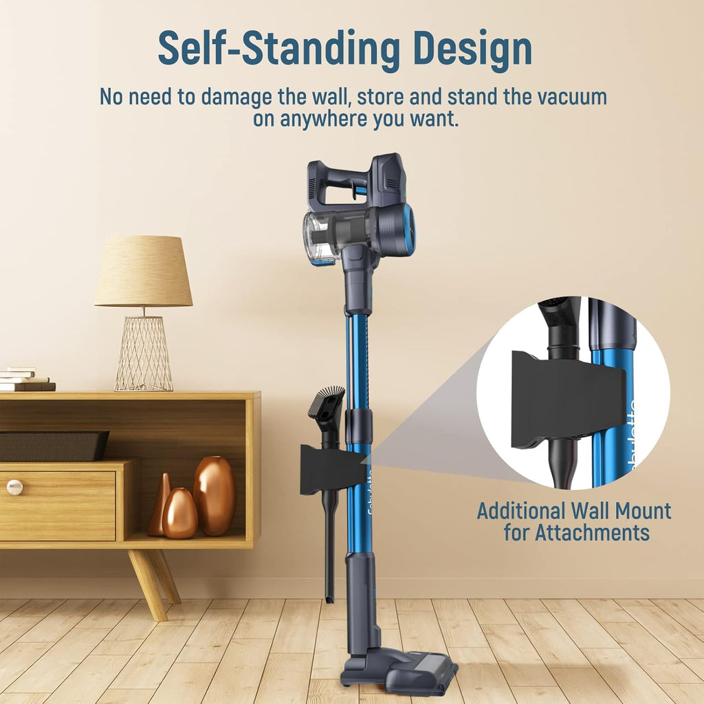 Cordless Stick Vacuum Cleaner, 24Kpa 250W, 6-in-1 Rechargeable, 45 Min Runtime, Blue Q46506