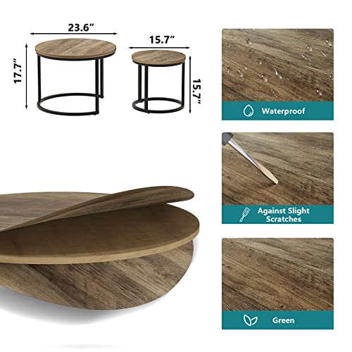 Set of 2 Round Wood Grain Coffee Table E357842