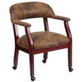 Brown Microfiber Executive Office Chair with Nailhead Trim and Wheel Casters X970610