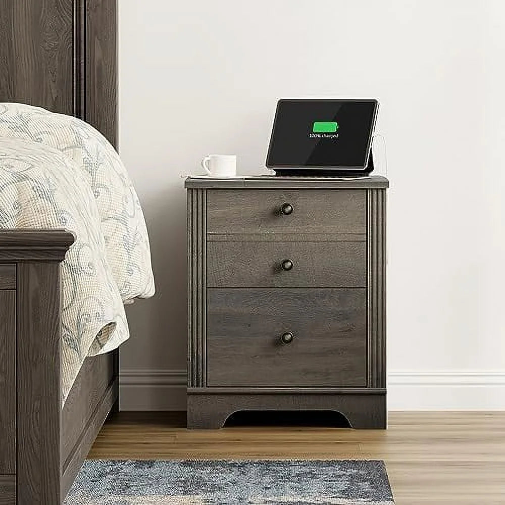 18 Inch End Table with 2 Drawers and Charging Station N6799