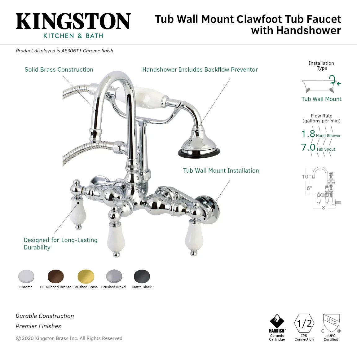Wall Mounted Clawfoot Tub Filler D884456