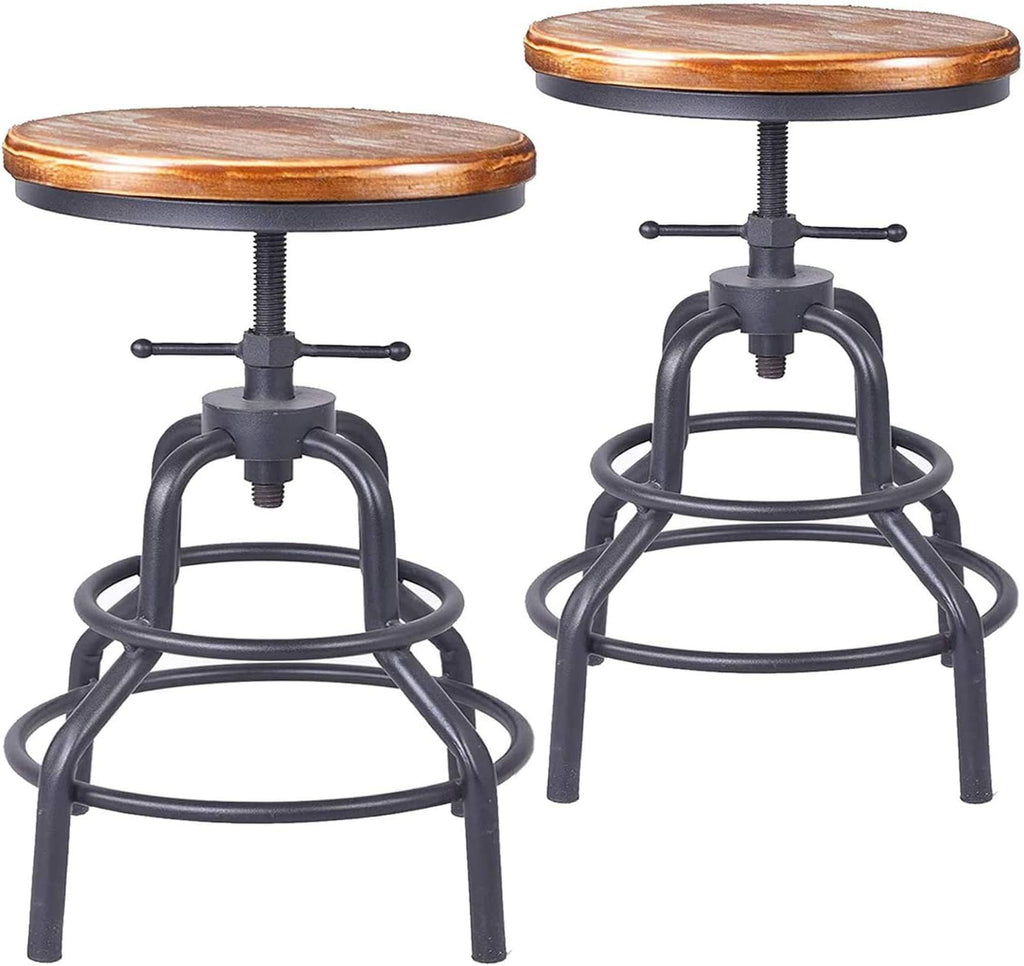 Adjustable Swivel Metal Bar Stool Set of 2 F617