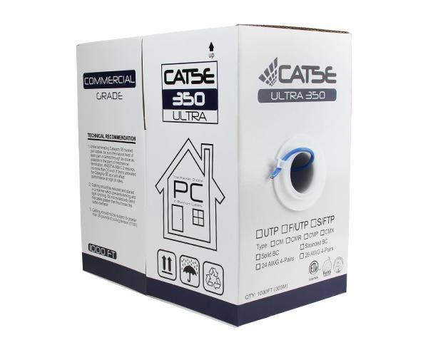 Cat5e Shielded Bulk Ethernet Cable, Indoor, Stranded, 24AWG, 1000' Gray N35687