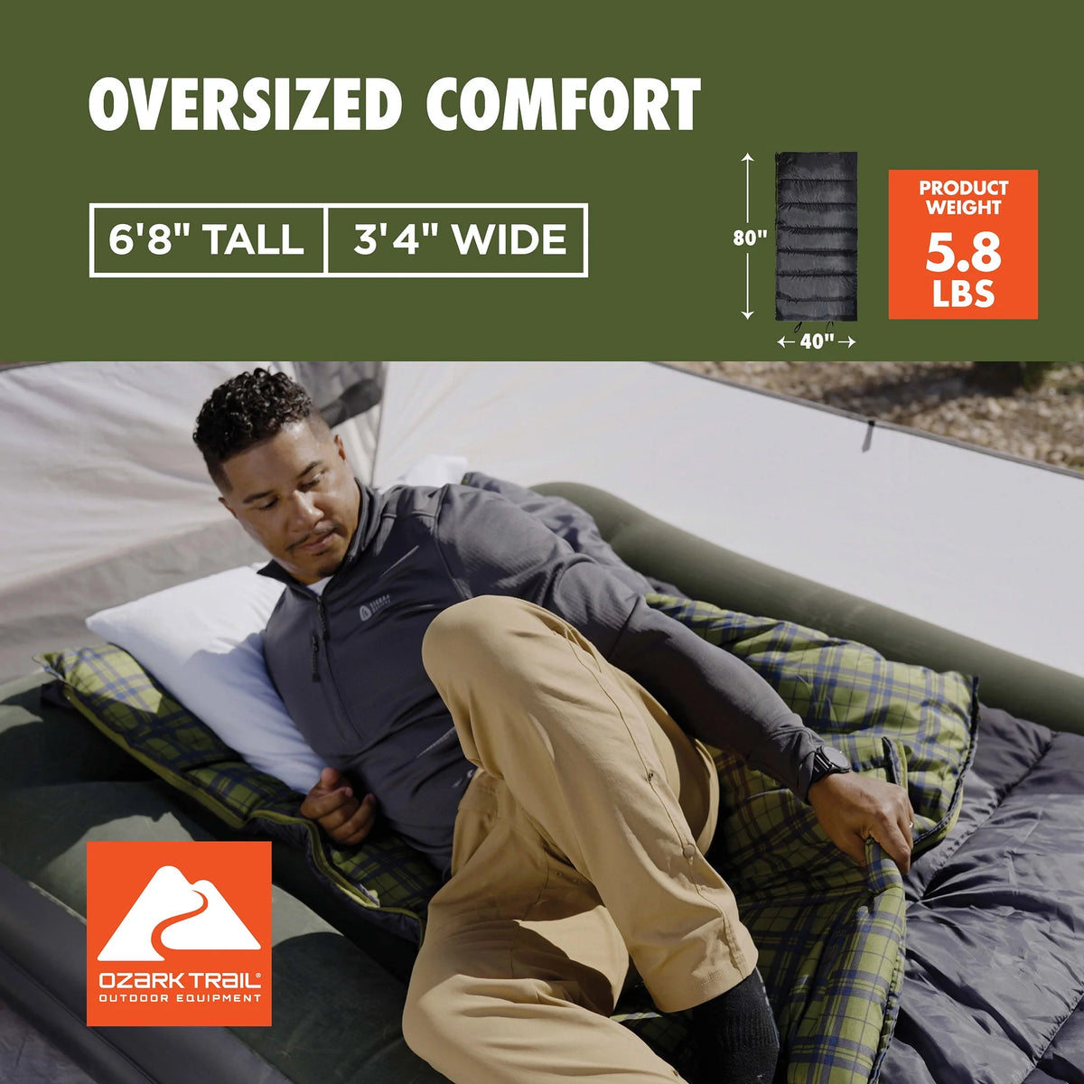 Oversized 30-Degree Rectangular Sleeping Bag T6062