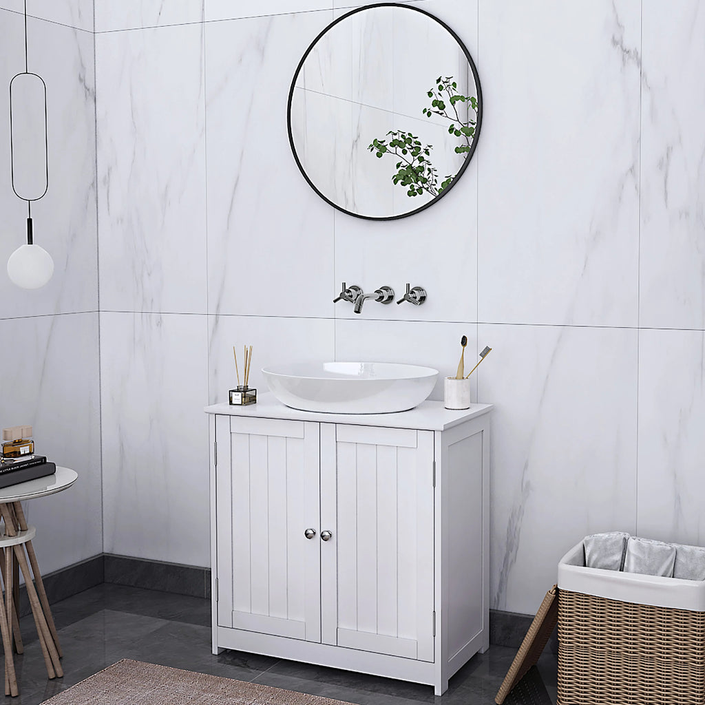 White Under Sink Bathroom Vanity Cabinet with Shelves E31438