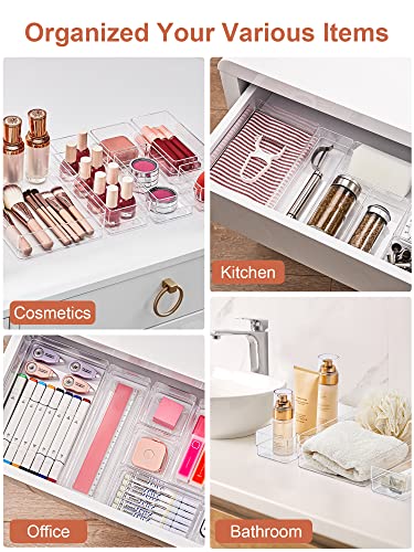 22-Piece Clear Drawer Organizer with Non-Slip Silicone Pads P84535