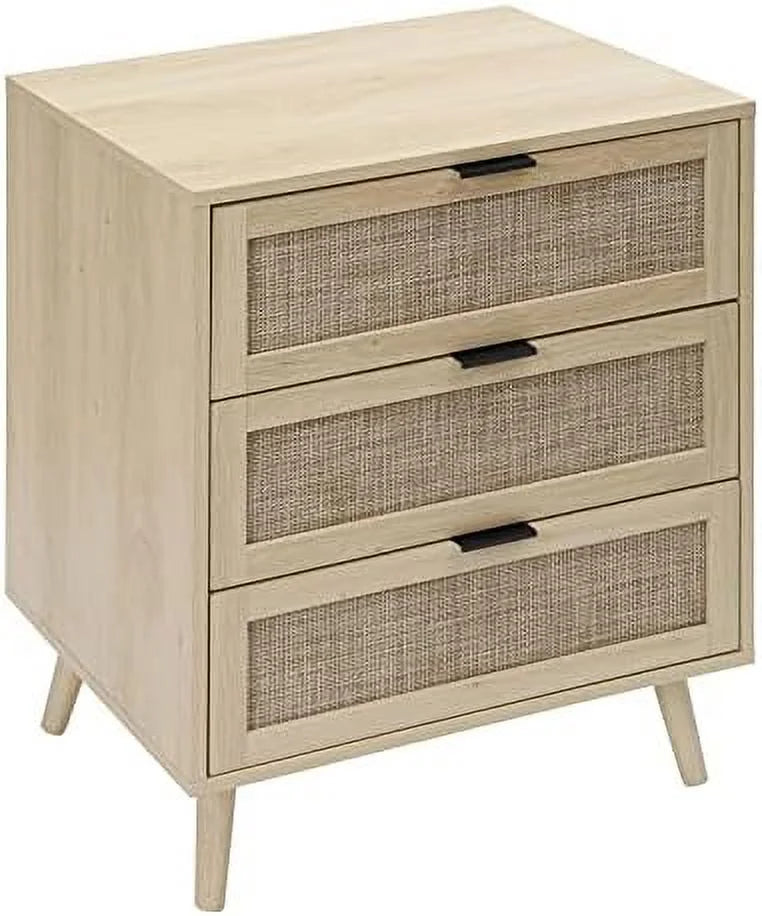 3 Drawer Rattan Dresser with Solid Wood Legs I433396