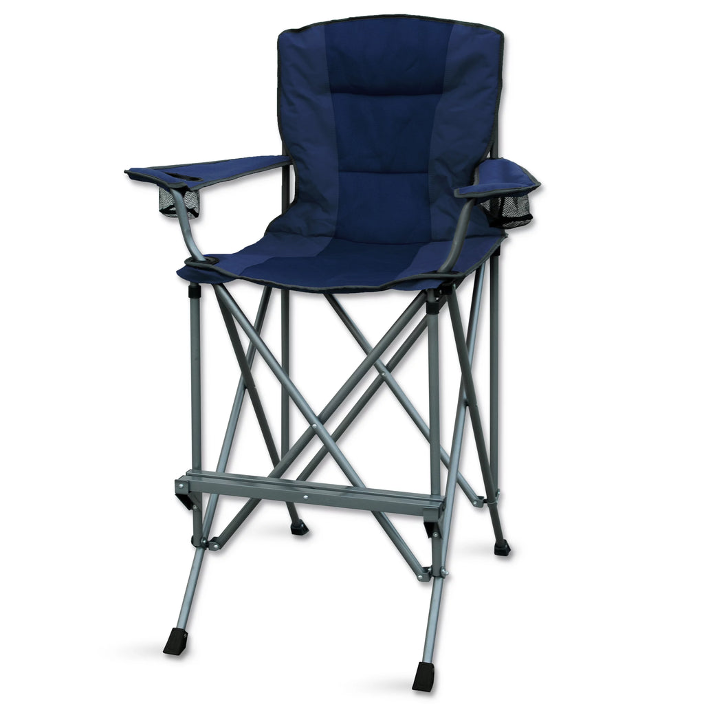 Extra Tall Blue Folding Chair with Footrest and Carrying Bag X194839