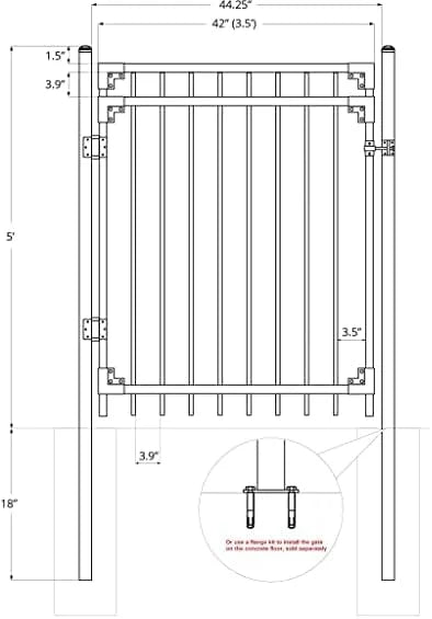 Black Steel Anti-Rust Fence Gate T929845