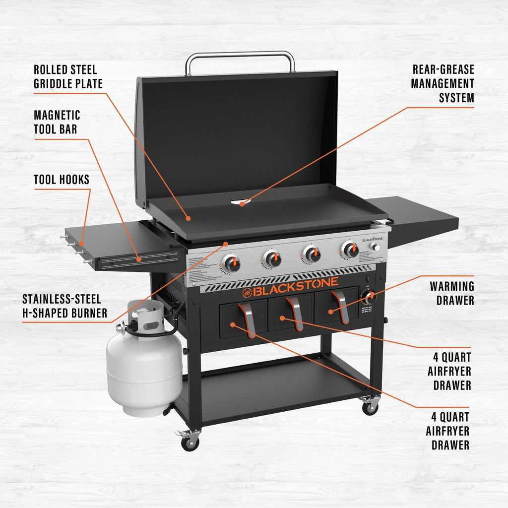 4-Burner Propane Griddle with Air Fryer and Hood K793294