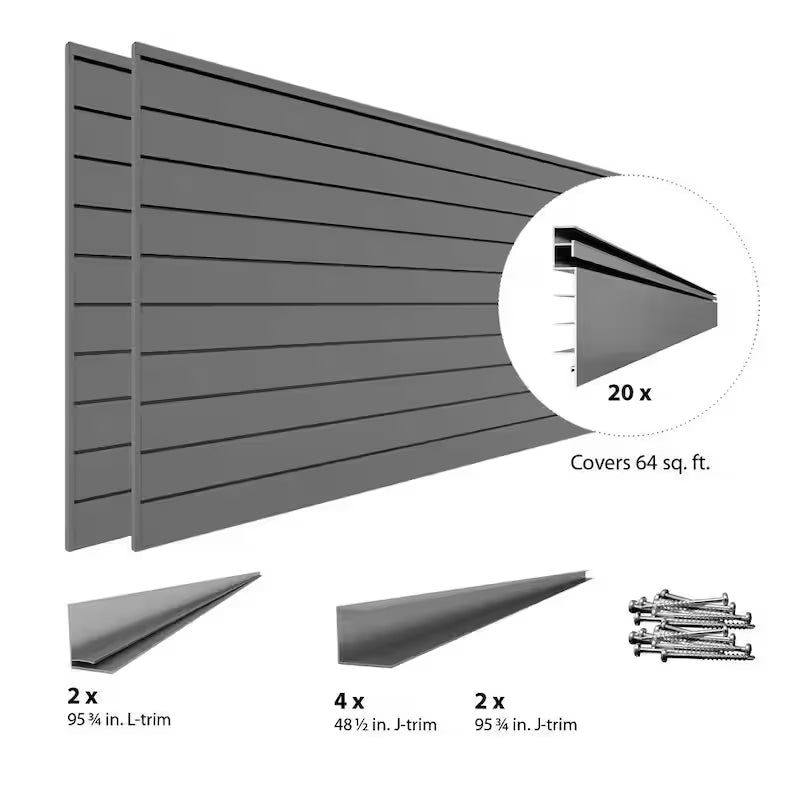 Slat Wall Panel Set Light Grey 2-Pack T864191