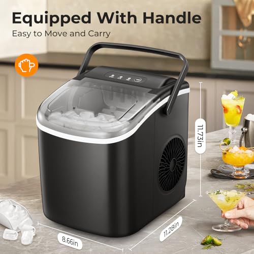 Portable Countertop Ice Maker with Carry Handle, Black, Green S979
