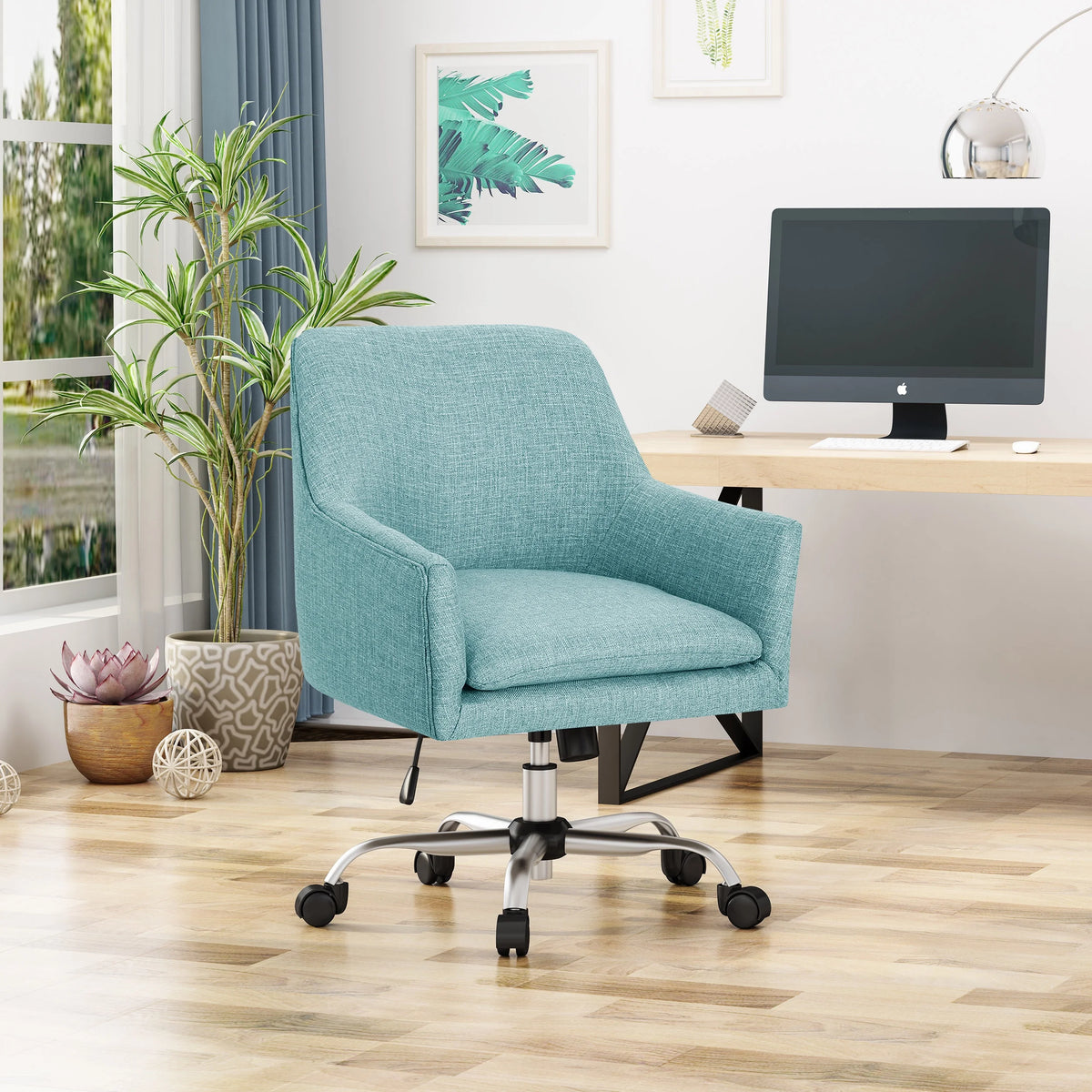 Blue Fabric Home Office Chair T565
