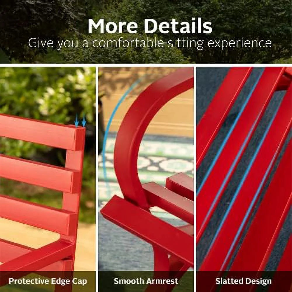 Outdoor Garden Patio Bench with Backrest and Armrest Black S49273