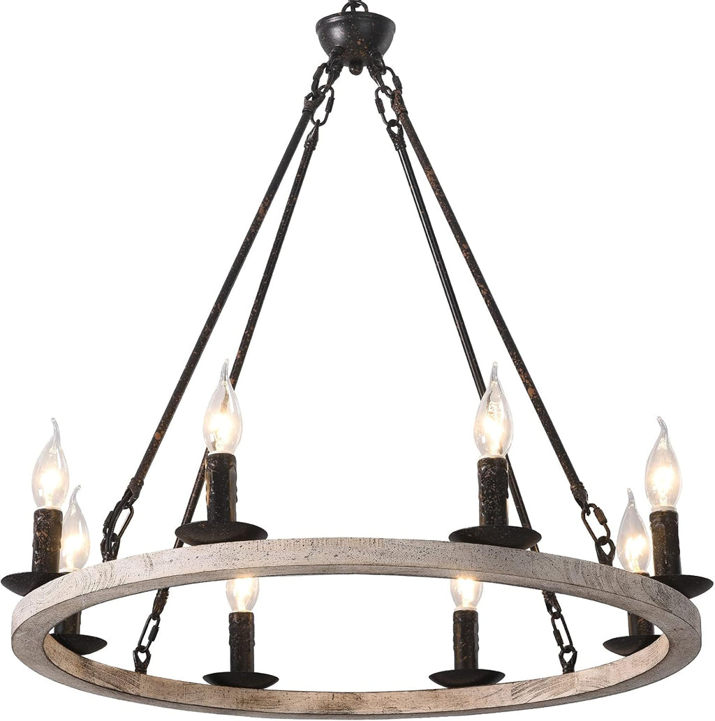 12-Lights Wagon Wheel Chandelier A633588