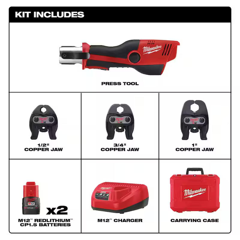 12-Volt Cordless Press Tool Kit with 3 Jaws U195914