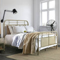 Full Metal Bed in Distressed Ivory Y9491