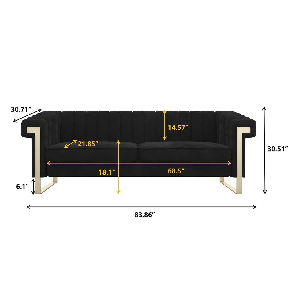 Blue Velvet Chesterfield Sofa with Gold Legs I456264
