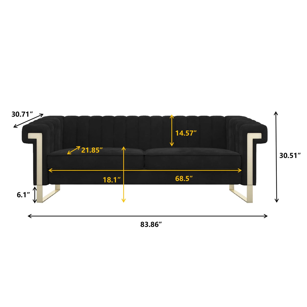 Blue Velvet Chesterfield Sofa with Gold Legs I456264