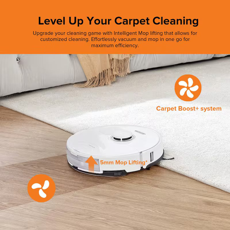 Robotic Vacuum with Sonic Mopping, LiDAR Navigation, Washable Filter, White Z689902