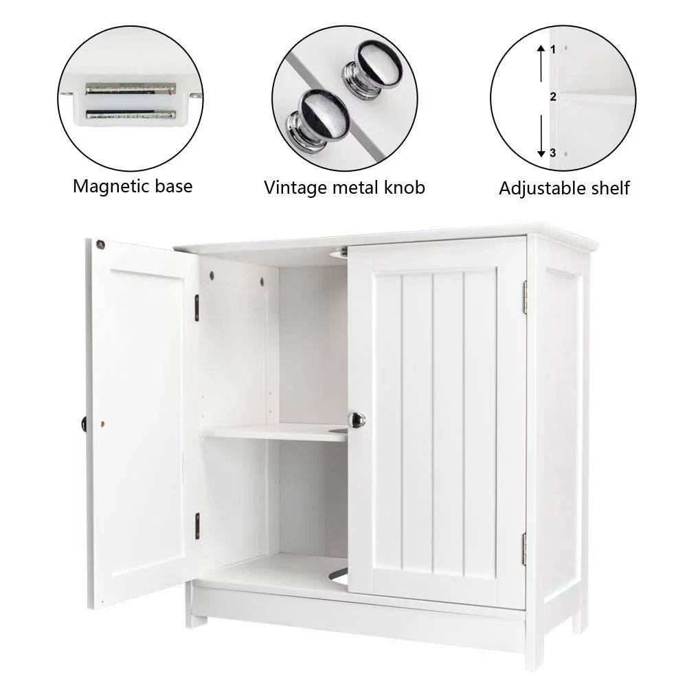 White Under Sink Bathroom Vanity Cabinet with Shelves E31438