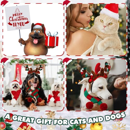 4 Pcs Dog Christmas Antlers Headband Scarf Set E5875
