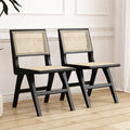 Rattan Wood Chairs Set of 2, Black R663549