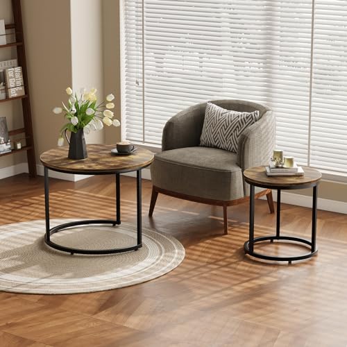 Set of 2 Round Wood Grain Coffee Table E357842