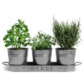 Galvanized Herb Garden Planter Set with Tray Set of 3 R72581