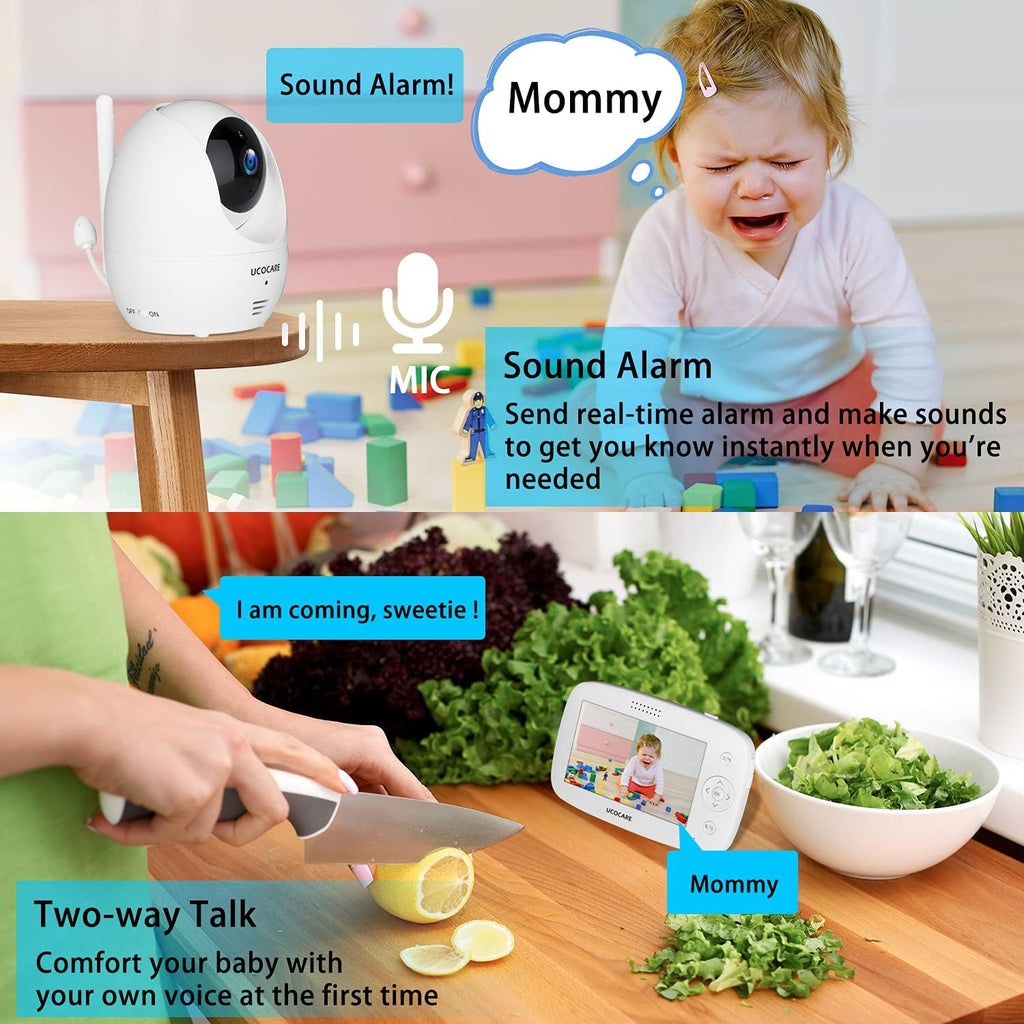 Baby Monitor with Camera and Audio, Night Vision, PTZ, Motion Detection, Temperature Monitor, 2-Way Talk G397825