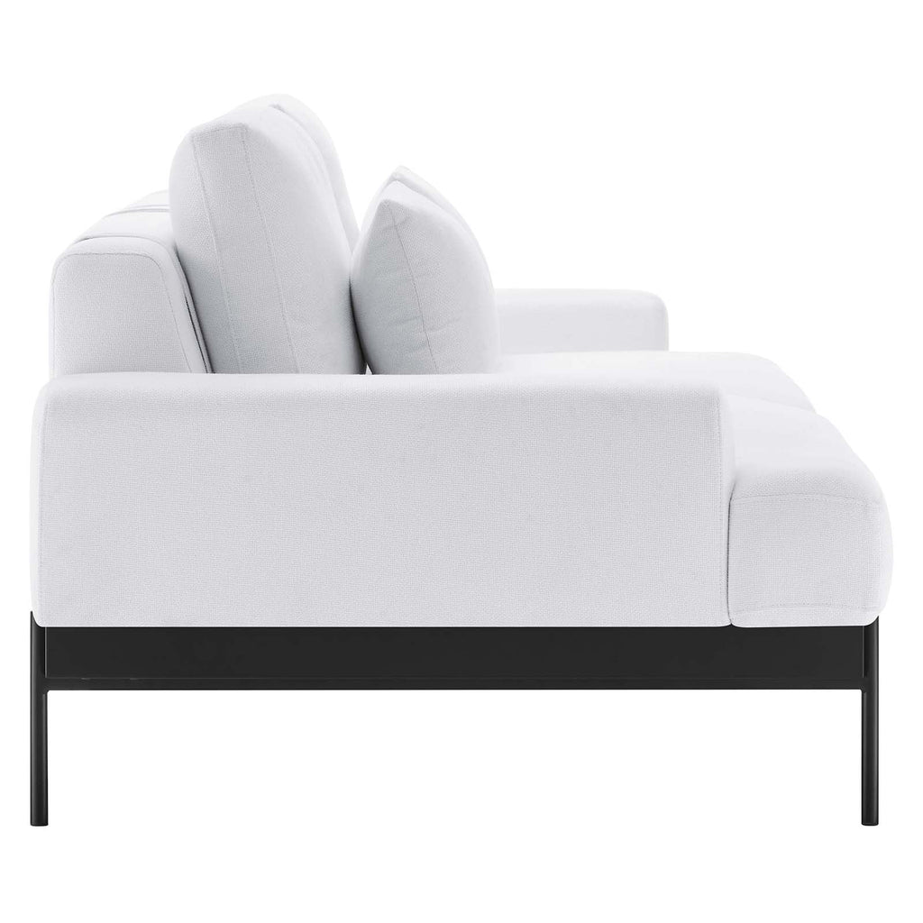 White Upholstered Polyester Fabric Sofa Q214