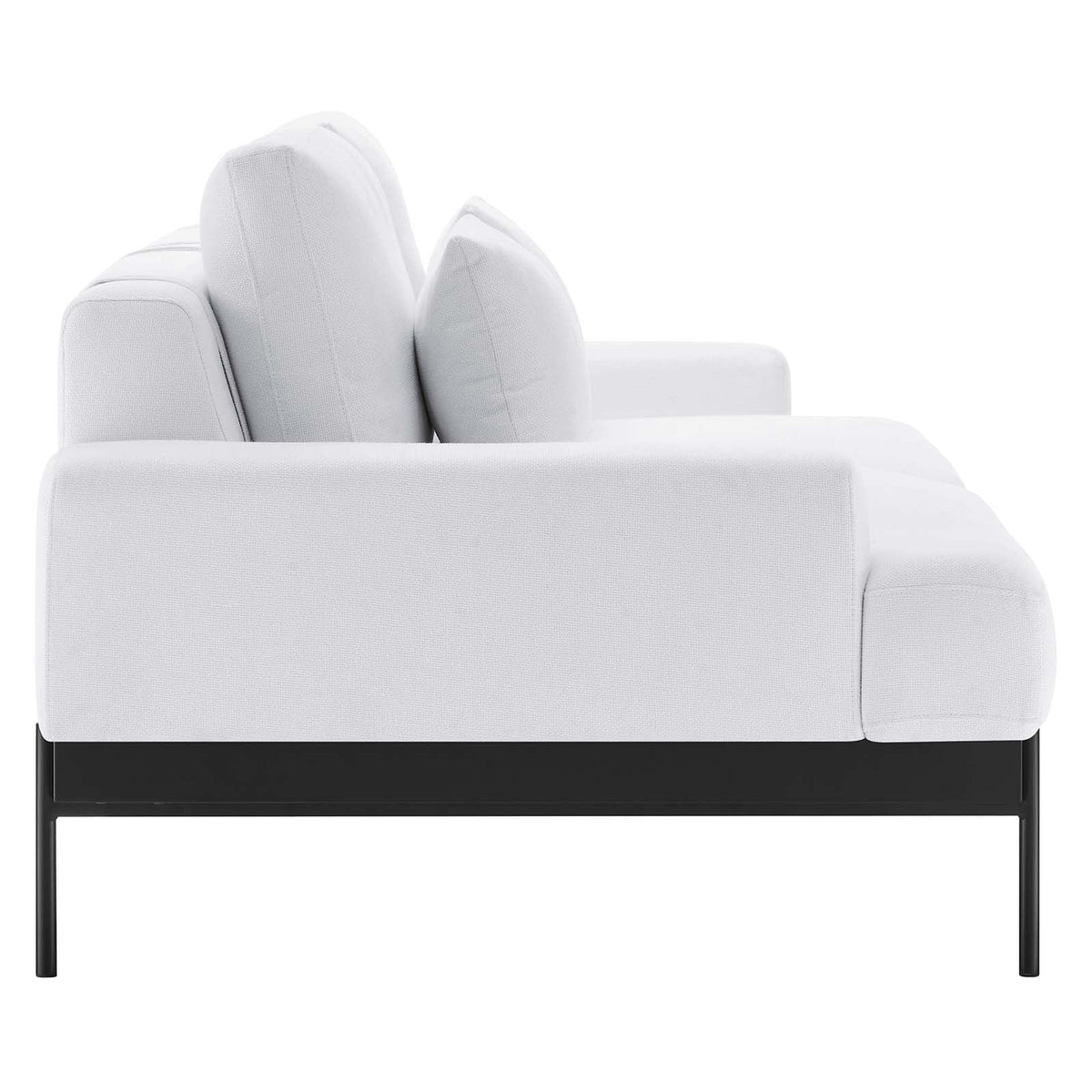 White Upholstered Polyester Fabric Sofa Q214