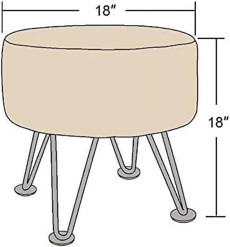 Blue Faux Fur Round Ottoman 18"x18"x18" G426