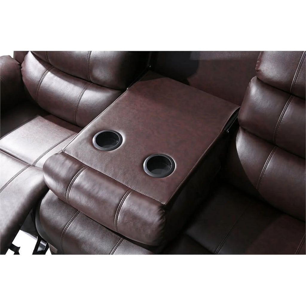 Brown Faux Leather Reclining Sectional F977