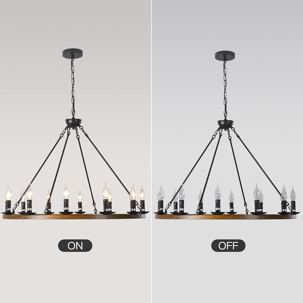 12-Lights Wagon Wheel Chandelier A633588
