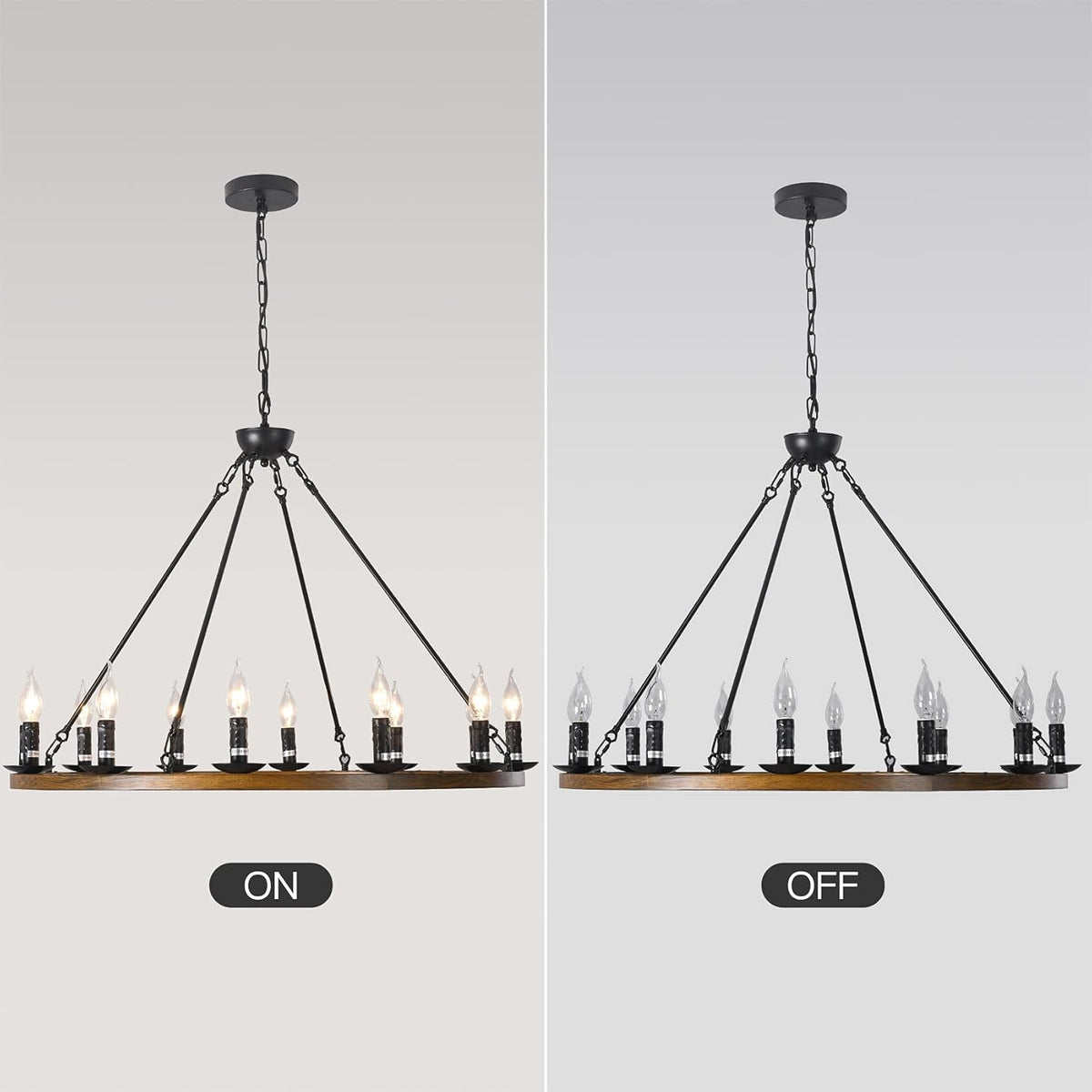12-Lights Wagon Wheel Chandelier A633588