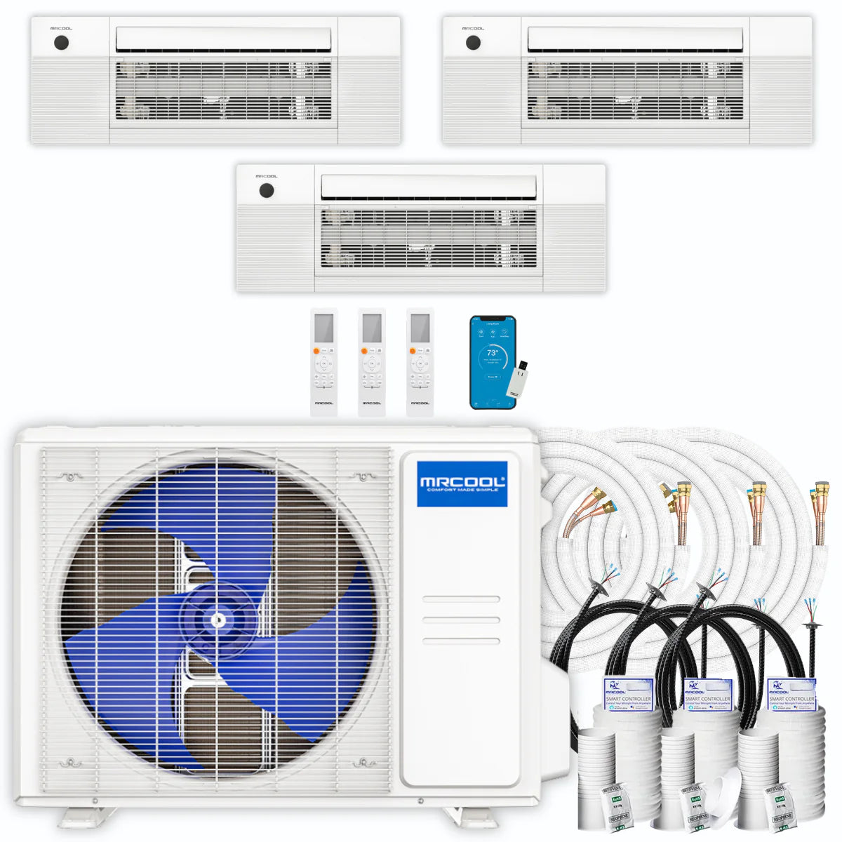 36,000 BTU 3 Zone Ceiling Cassette Ductless Air Conditioner and Heat Pump X4922