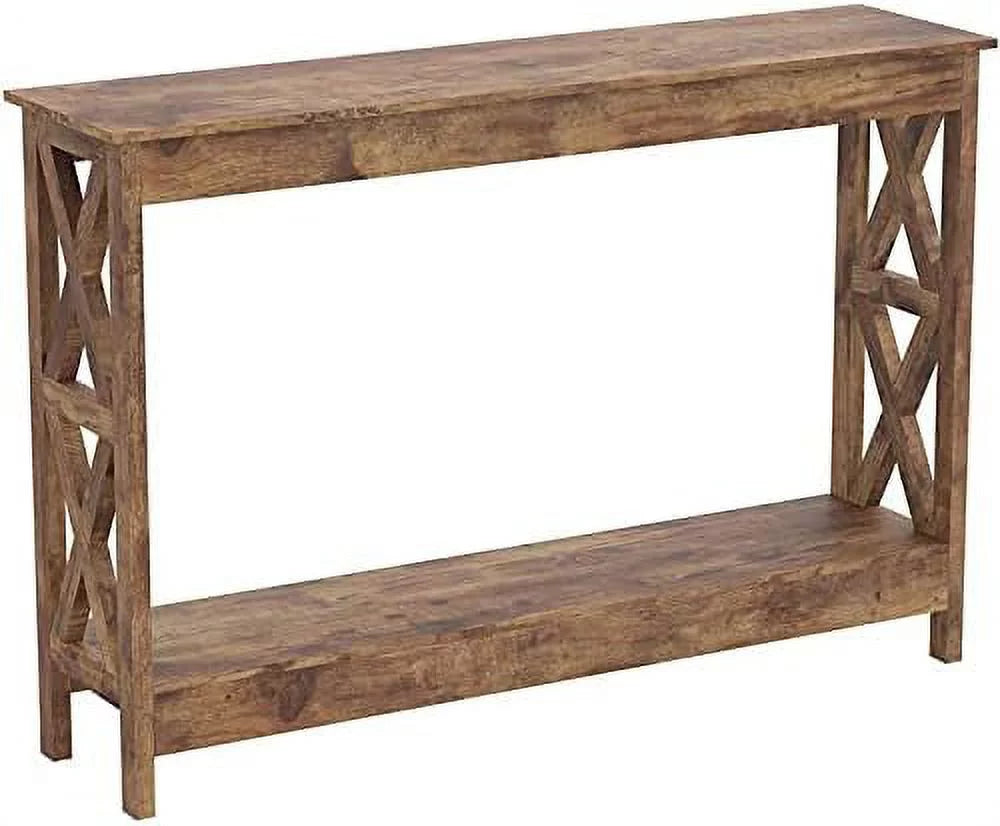 Brown Reclaimed Wood Console Sofa Table Q429987