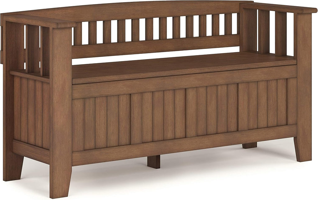 White Solid Wood 48 inch Storage Bench Q754969