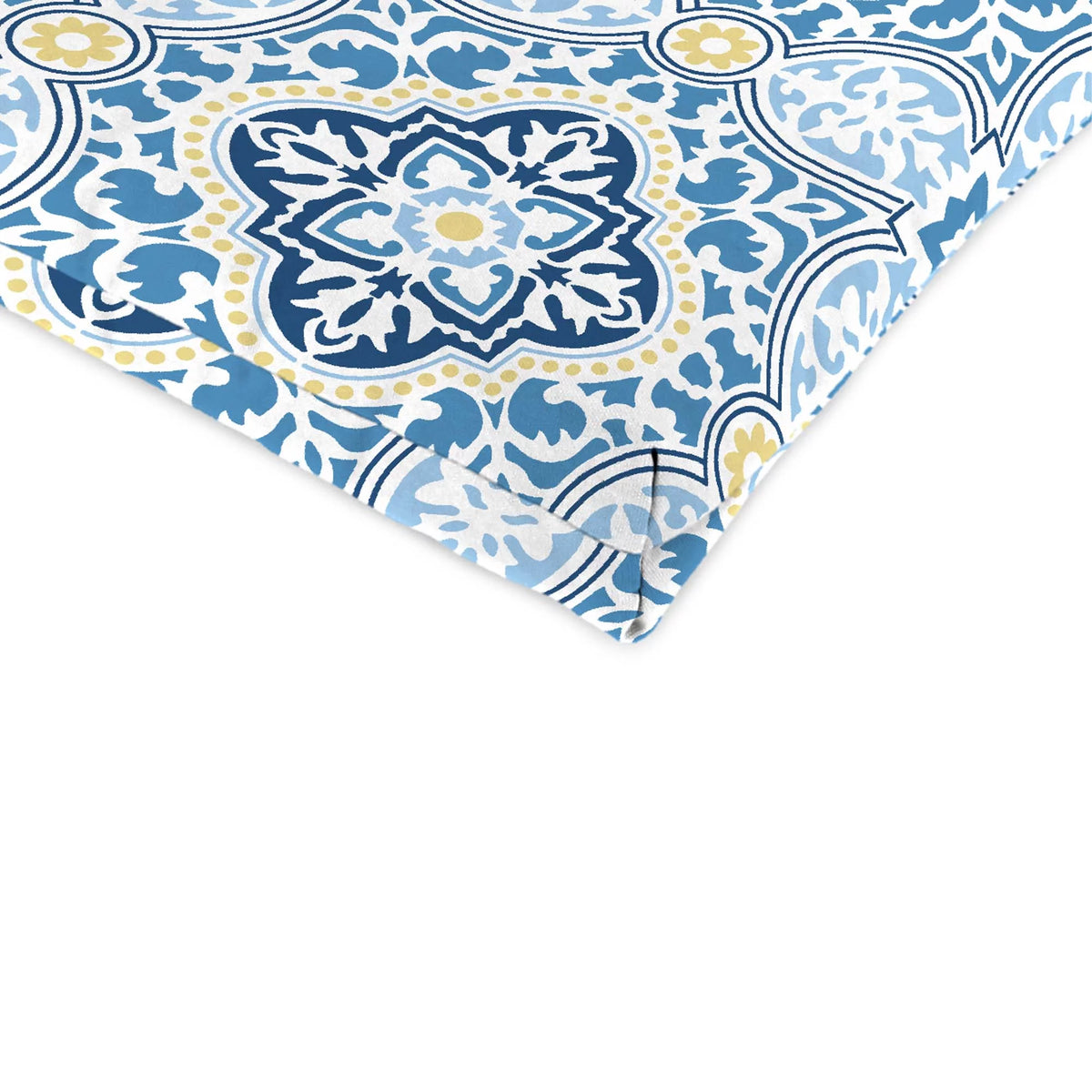 Sky Blue Quatrefoil Rectangular Outdoor Chaise Lounge Cushion with Ties F601