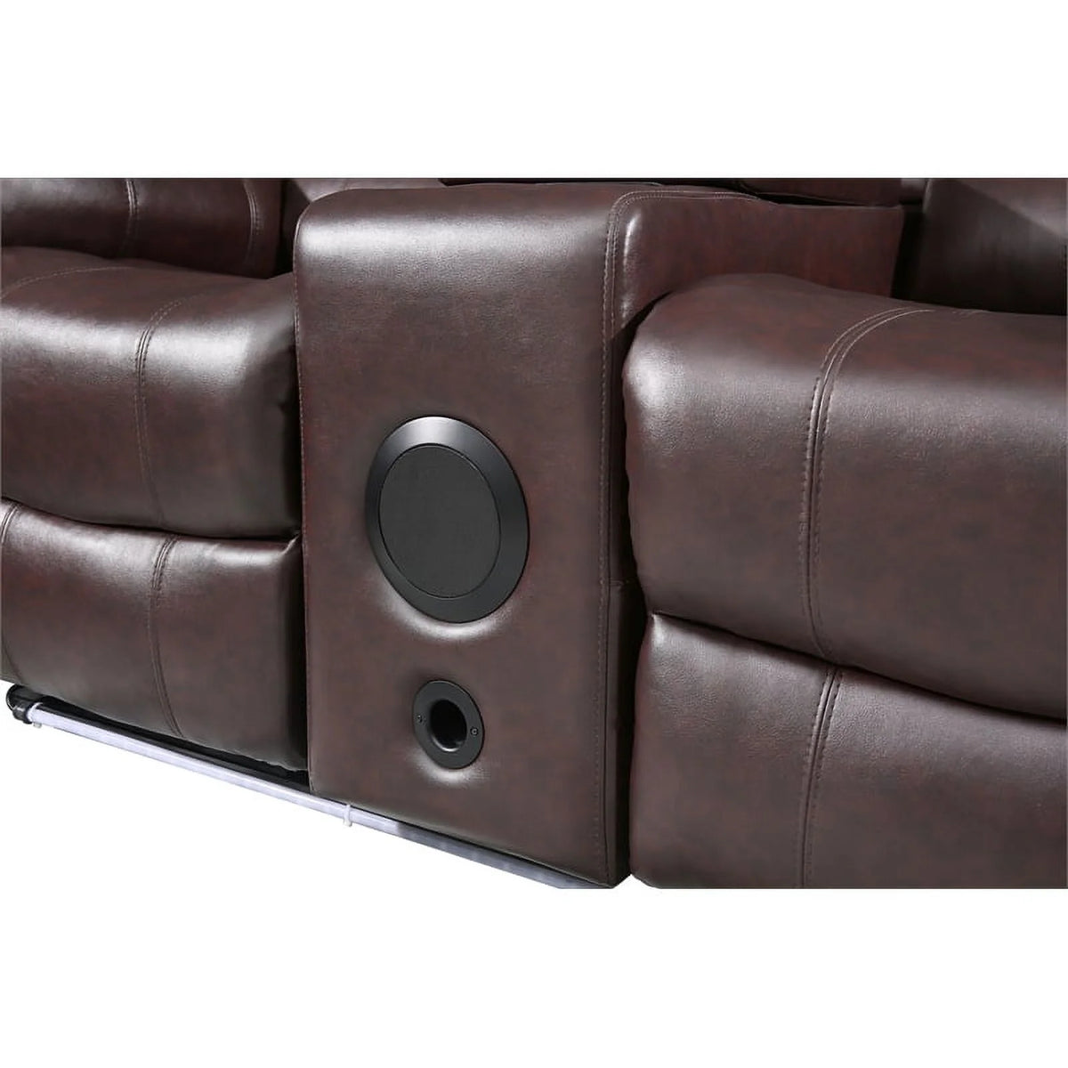 Brown Faux Leather Reclining Sectional F977
