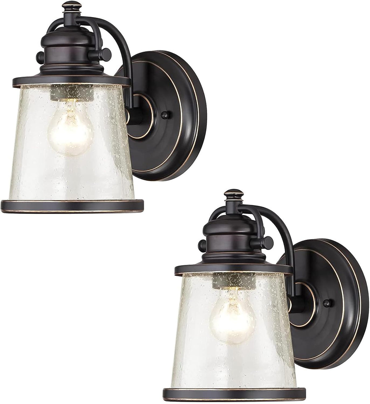 Barnwood Finish Clear Glass Outdoor Wall Fixture 2 Pack P588249