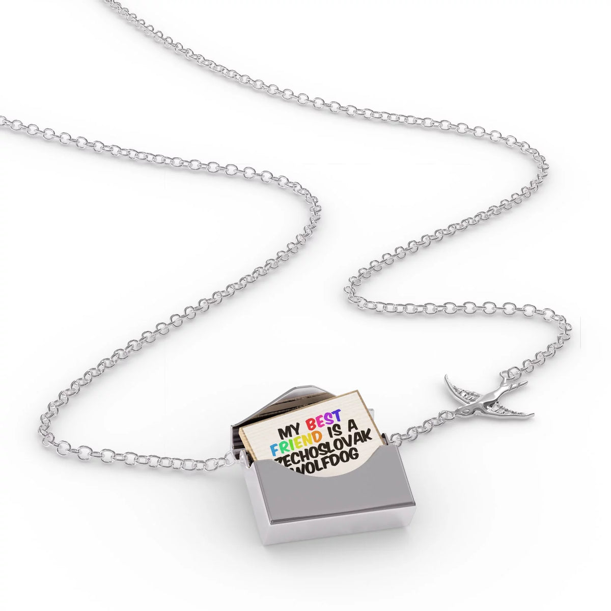 Silver Envelope Locket Necklace H1683