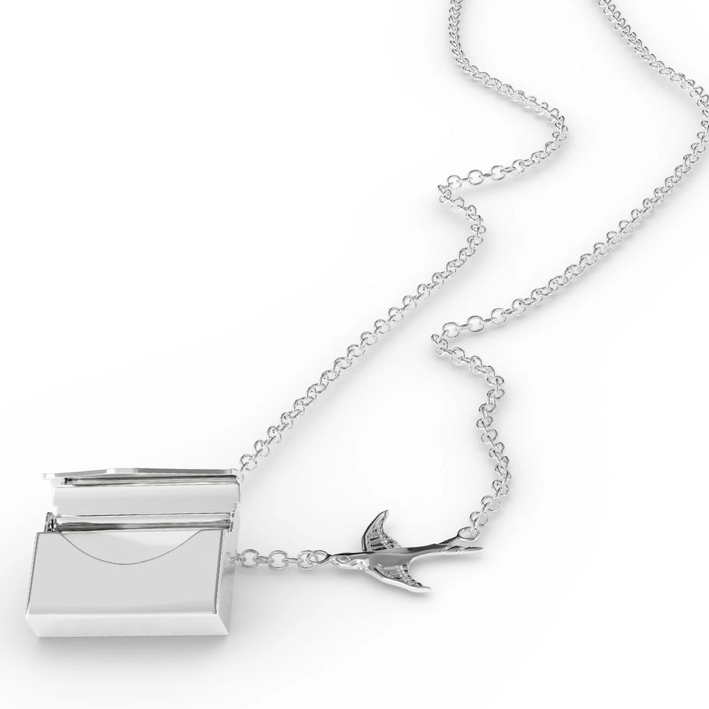Silver Envelope Locket Necklace H1683