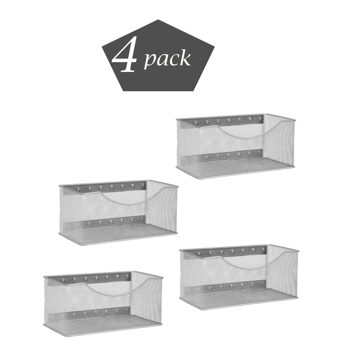 Silver Wire Mesh Magnetic Storage Basket 4 Pack J186