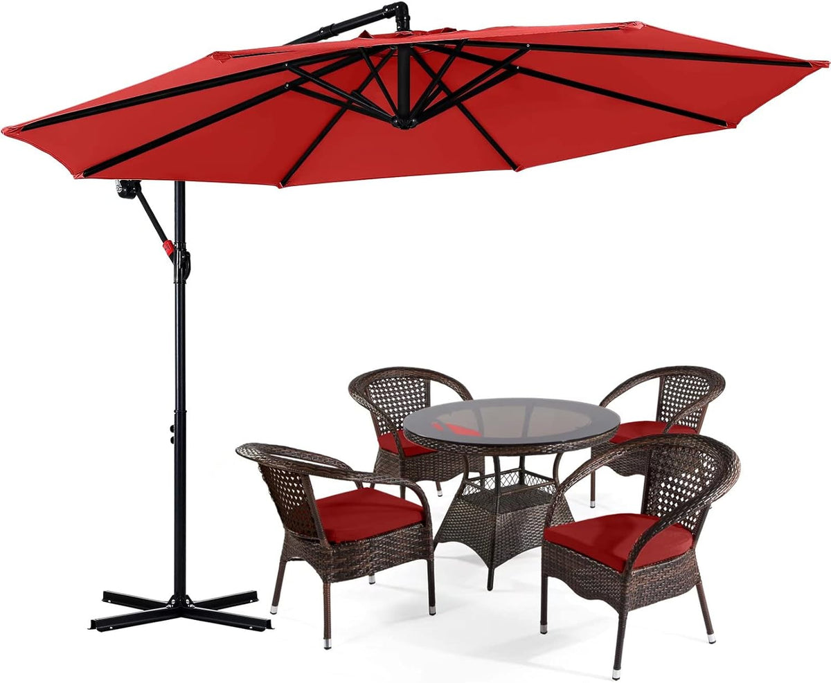 10FT Red Cantilever Patio Umbrella Q561