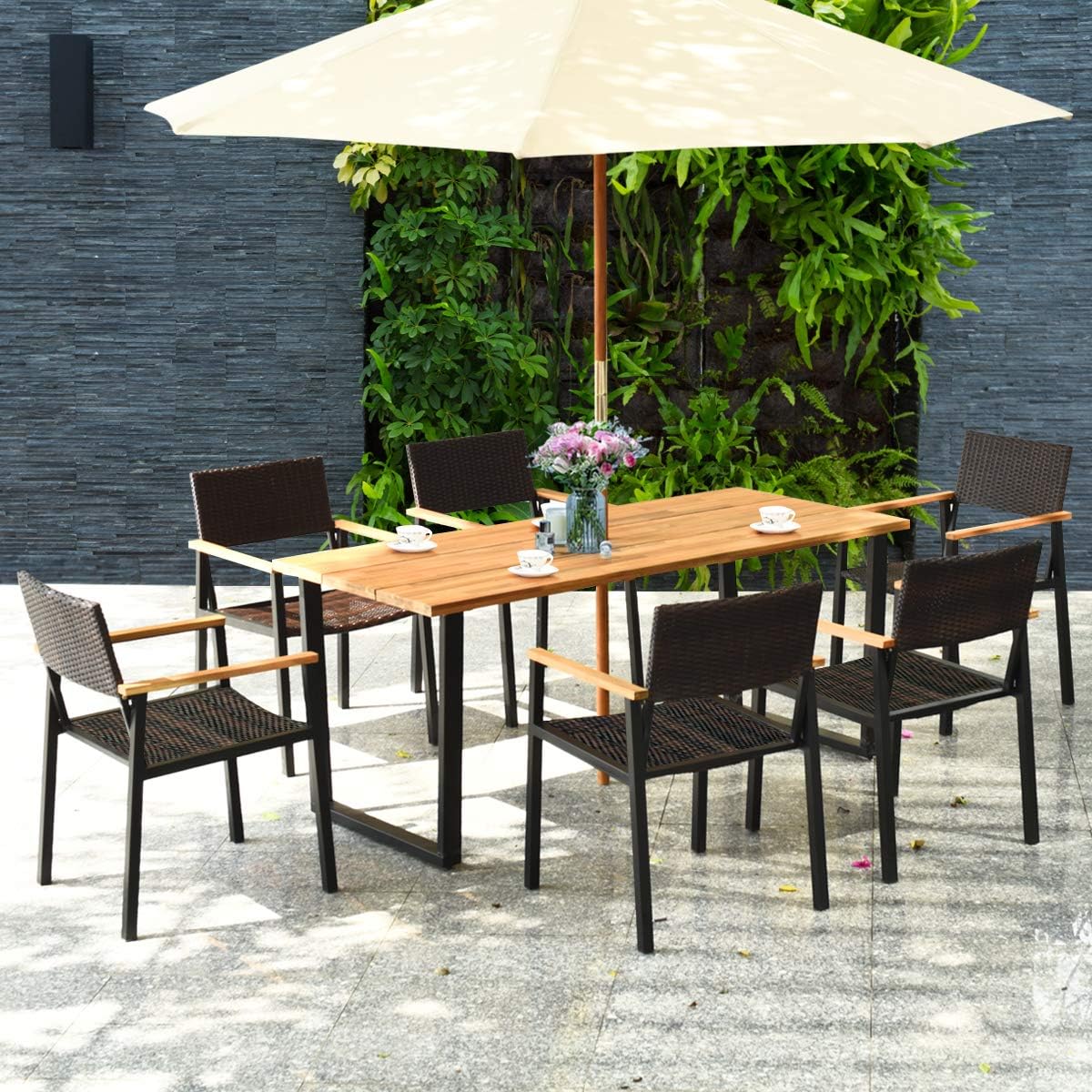 7 Pc Acacia Wood Outdoor Dining Set G38221