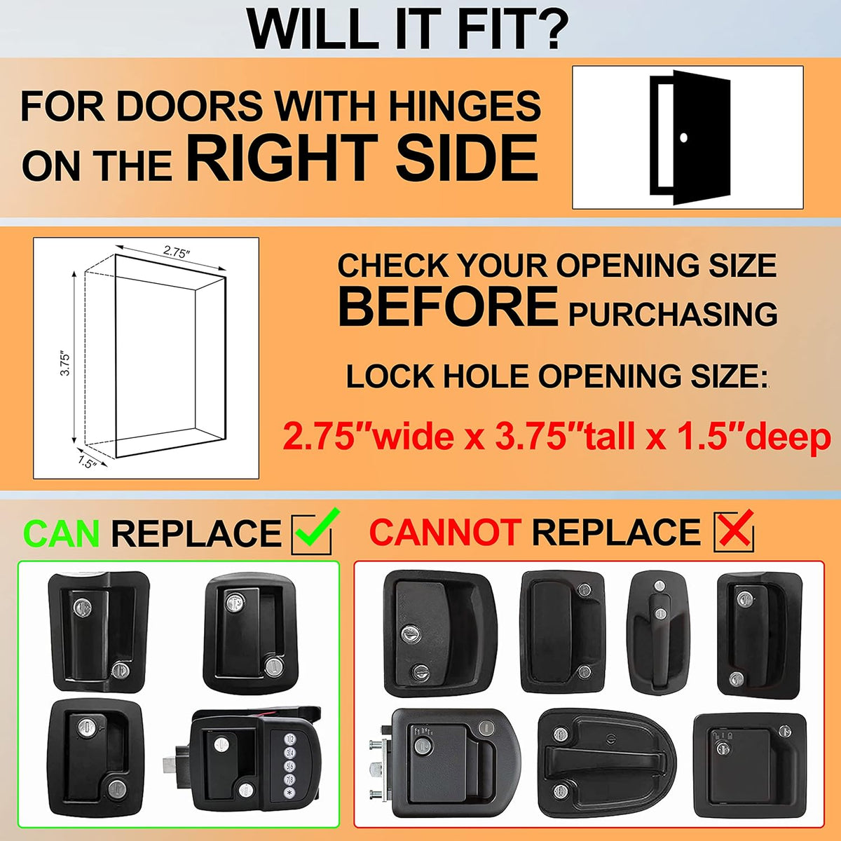 Black Zinc Alloy RV Keyless Entry Door Lock with Keypad and Remote K65707