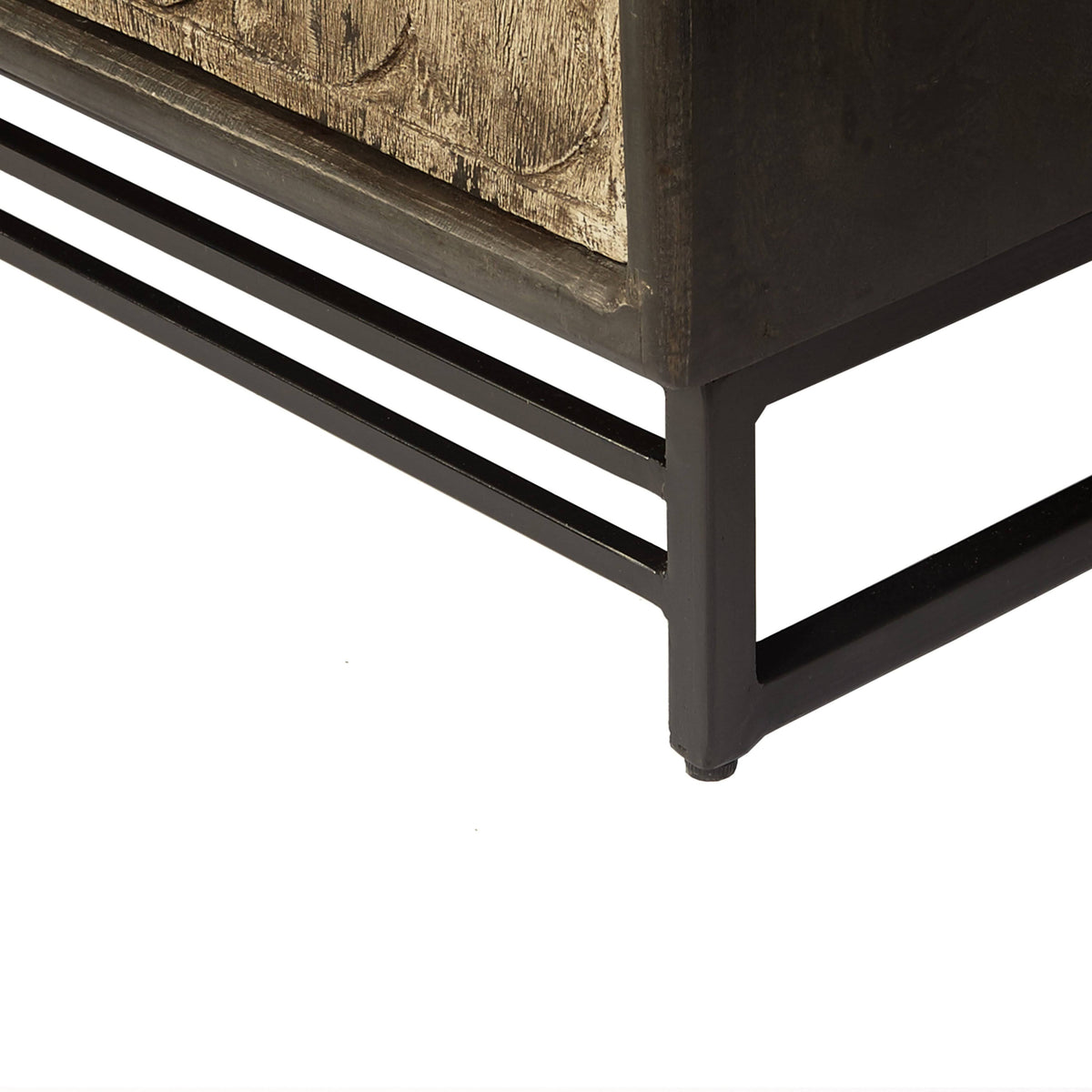 Carved Wooden Two Door Chest in Rustic Brown H218